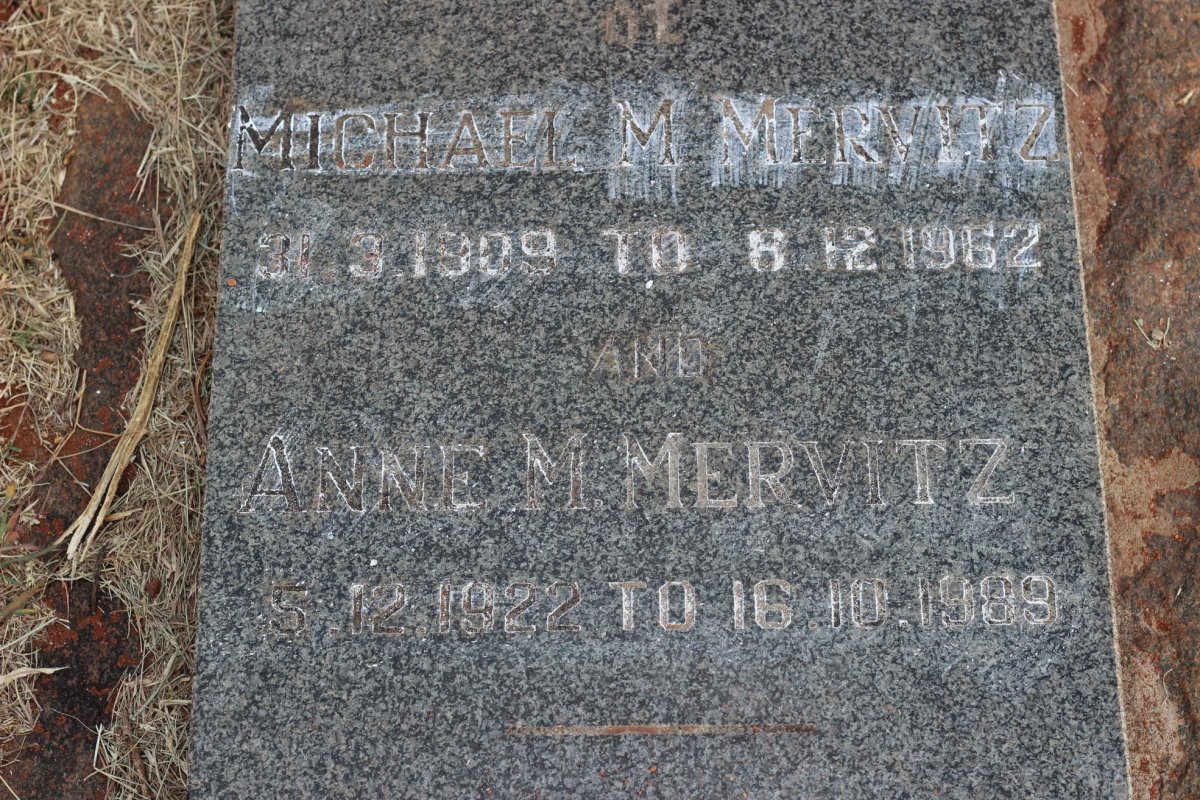 MERVITZ Michael M. 1909-1962 &amp; Anne M. 1922-1989
