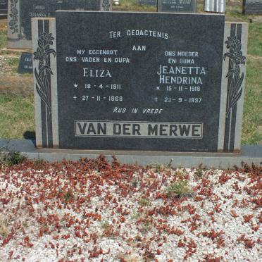 MERWE Eliza, van der 1911-1968 &amp; Jeanetta Hendrina 1918-1997