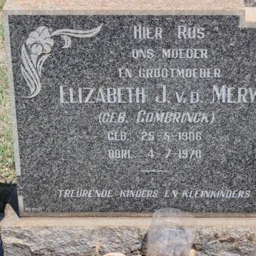 MERWE Elizabeth J., v.d. nee COMBRINCK 1906-1970