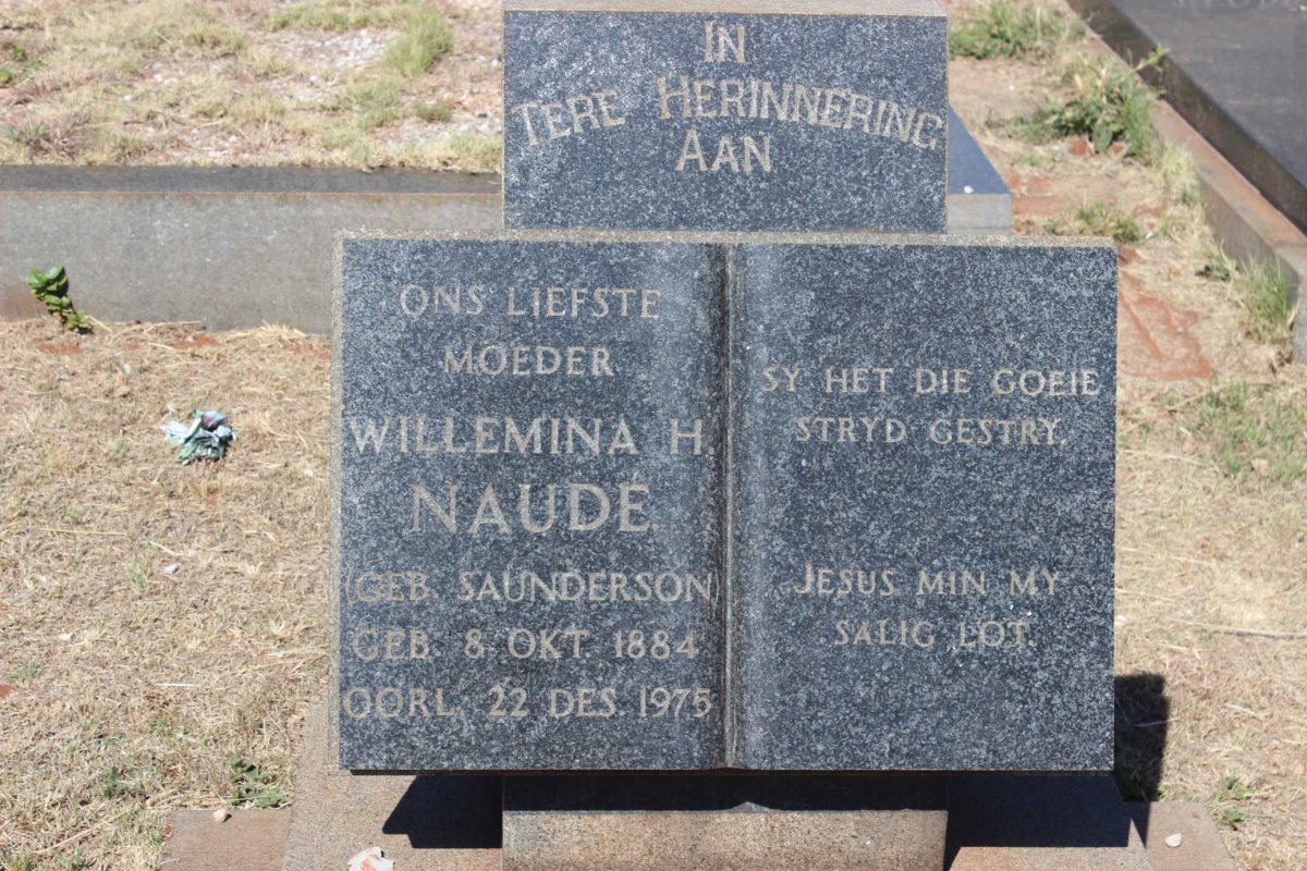 NAUDE Willemina H. nee SAUNDERSON 1884-1975