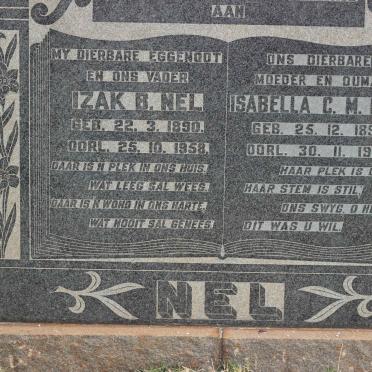 NEL Izak B. 1890-1958 &amp; Isabella C.M. 1896-1977