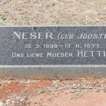 NESER Hettie nee JOOSTE 1889-1977