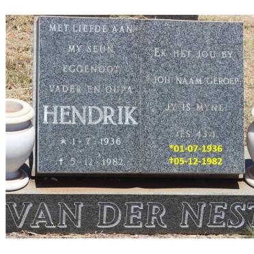 NEST Hendrik, van der 1936-1982