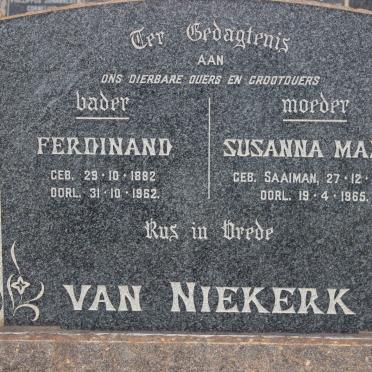 NIEKERK Ferdinand, van 1882-1962 &amp; Susanna Marie SAAIMAN 1878-1965