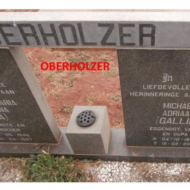 OBERHOLZER Michael Adriaan 1944-2013 &amp; Hendriena Maria Edwardina 1946-1997