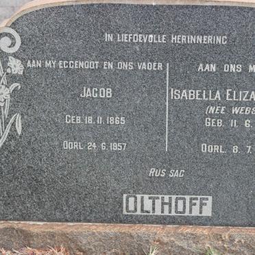 OLTHOFF Jacob 1865-1957 &amp; Isabella Elizabeth Ann WEBSTER 1871-1961