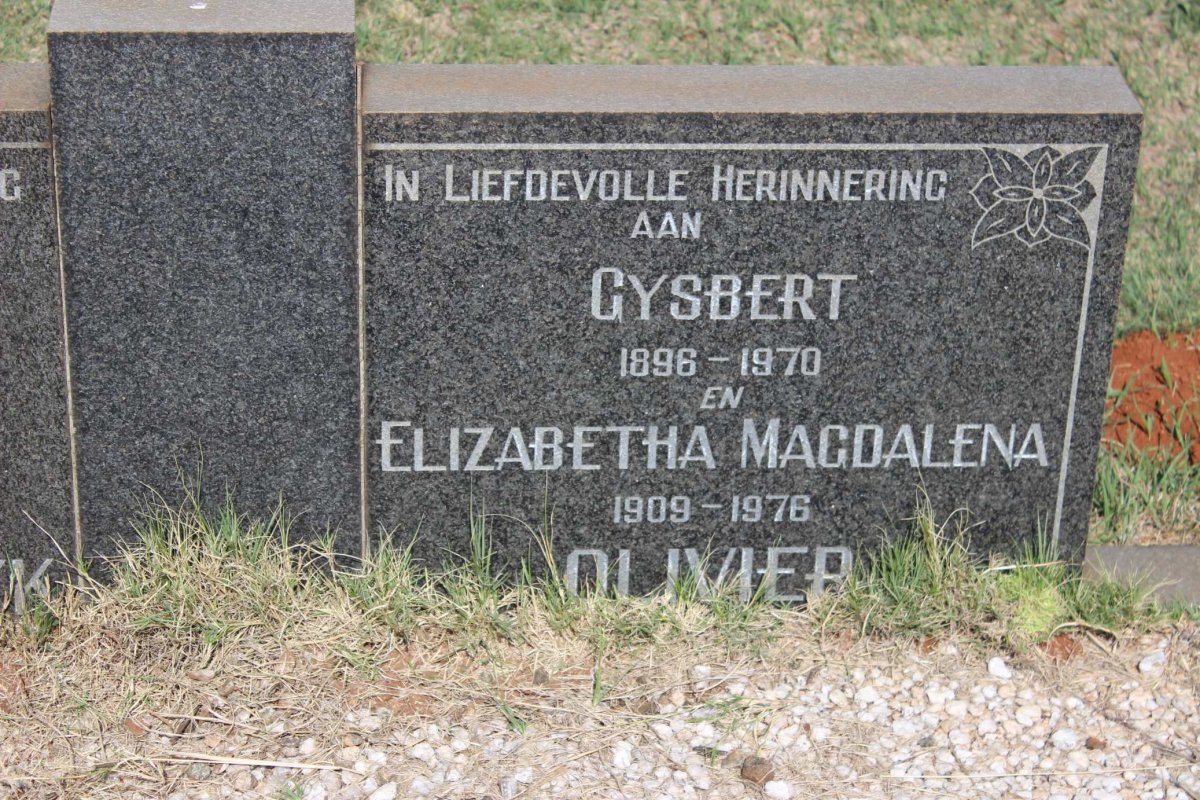 OLIVIER Gysbert 1896-1970 &amp; Elizabeth Magdalena 1909-1976
