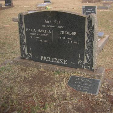 PARENSE Theodor 1873-1957 &amp; Maria Martha CLAASSENS 1881-1957 :: PARENSE Karl Erich 1906-1974