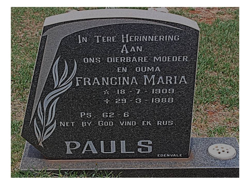 PAULS Francina Maria 1909-1988