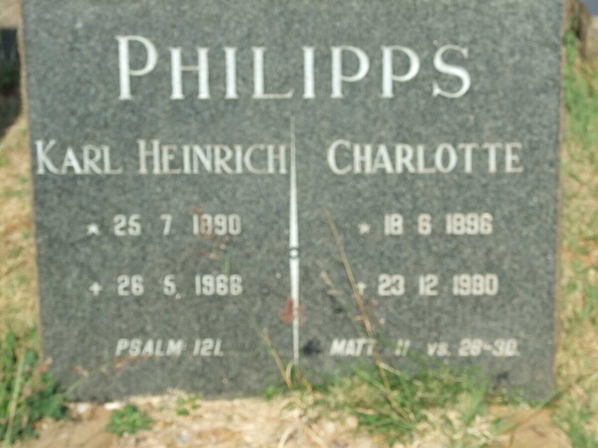 PHILIPPS Karl Heinrich 1890-196? &amp; Charlotte 1896-1980