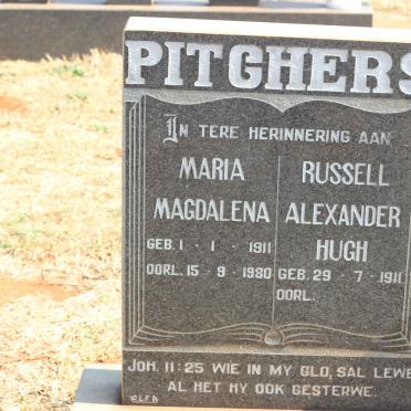 PITCHERS Russell Alexander Hugh 1911- &amp; Maria Magdalena 1911-1980