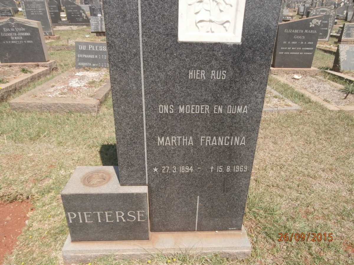 PIETERSE Martha Francina 1894-1969