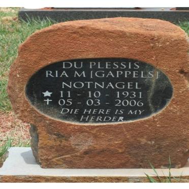 PLESSIS Ria M., du, NOTNAGEL nee GAPPELS 1931-2006