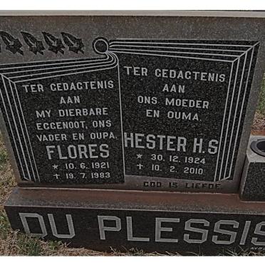 PLESSIS Flores, du 1921-1983 &amp; Hester H.S. 1924-2010
