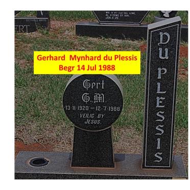 PLESSIS Gerhard Mynhard, du 1920-1988