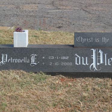 PLESSIS Pieter J., du 1909-2000 &amp; Petronella E. 1912-2000