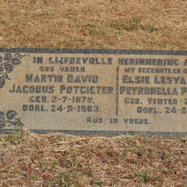 POTGIETER Martin David Jacobus 1879-1963 &amp; Elsie Lesya Sophia Petronella VENTER 1870-1956
