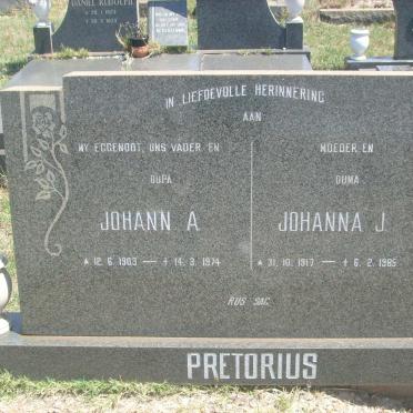 PRETORIUS Johann A. 1903-1974 &amp; Johanna J. 1917-1985