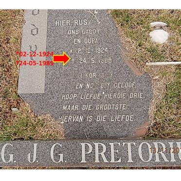 PRETORIUS G.J.G. 1924-1989