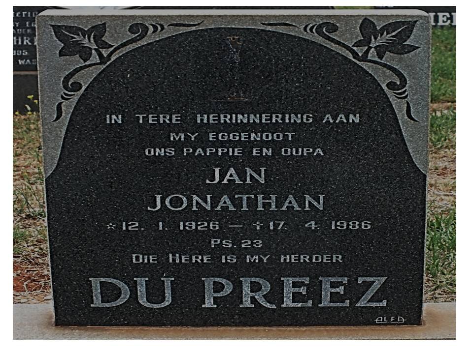 PREEZ Jan Jonathan, du 1926-1986