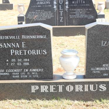 PRETORIUS Izak Jacobus 1917-1998 &amp; Susanna E. 1914-1981