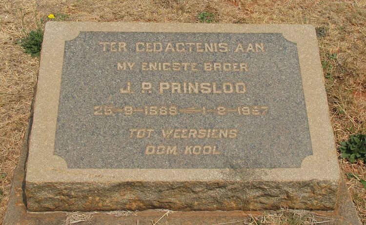 PRINSLOO J.P. 1889-1957