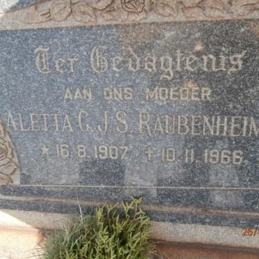 RAUBENHEIMER Aletta C.J.S. 1917-1966