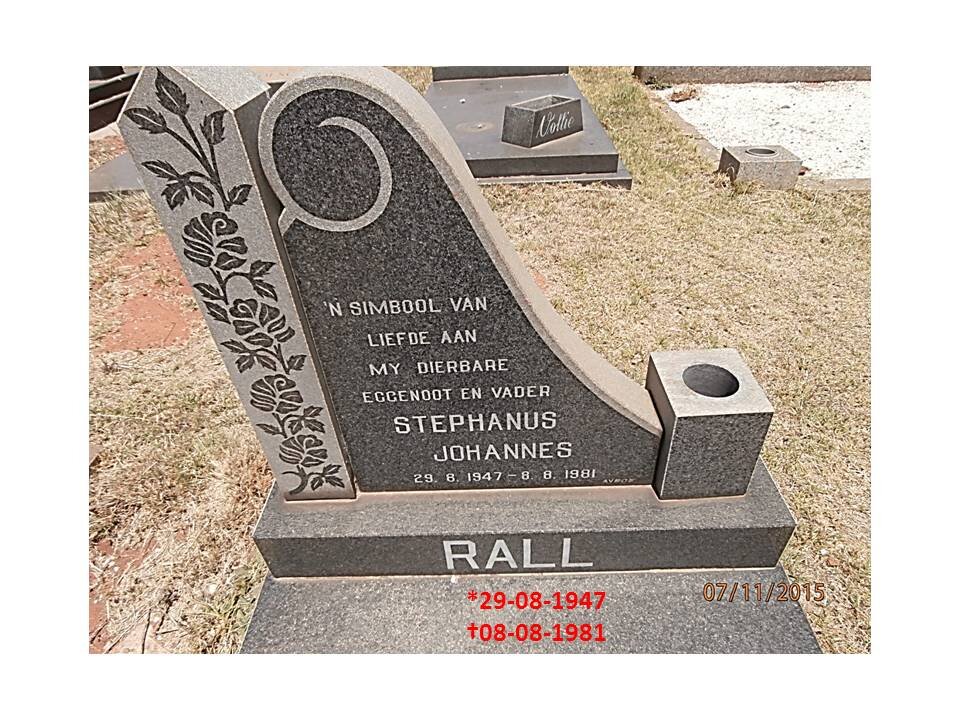 RALL Stephanus Johannes 1947-1981