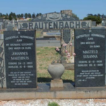 RAUTENBACH Johannes Marthinus 1903-1968 &amp; Magteld Susanna 1906-1989