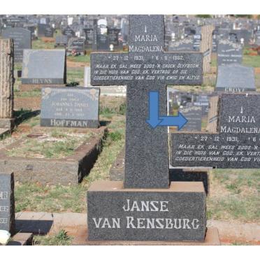 RENSBURG Maria Magdalena, Janse van 1931-1952