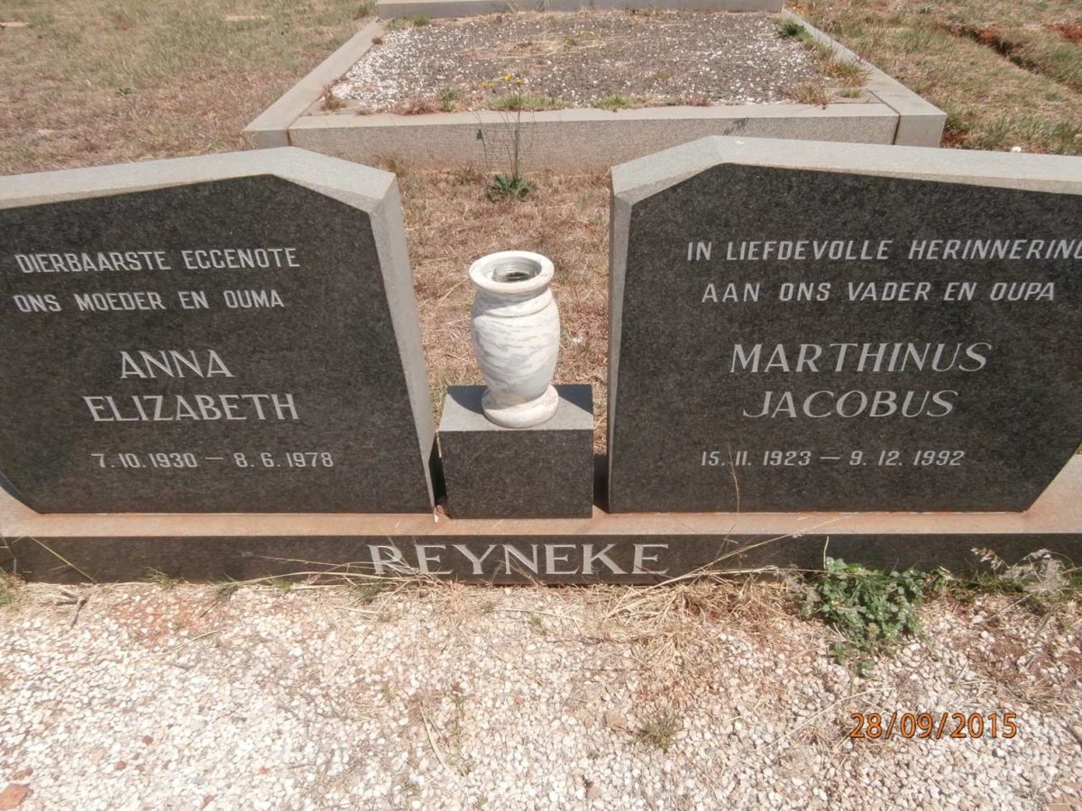 REYNEKE Marthinus Jacobus 1923-1992 &amp; Anna Elizabeth 1930-1978