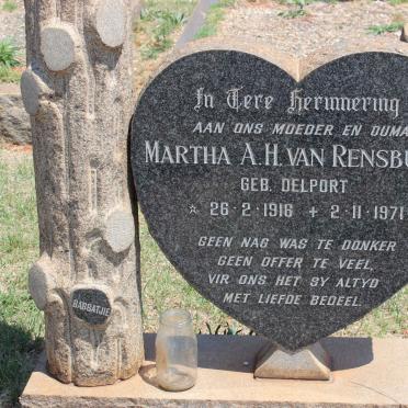 RENSBURG Martha A.H., van nee DELPORT 1916-1971