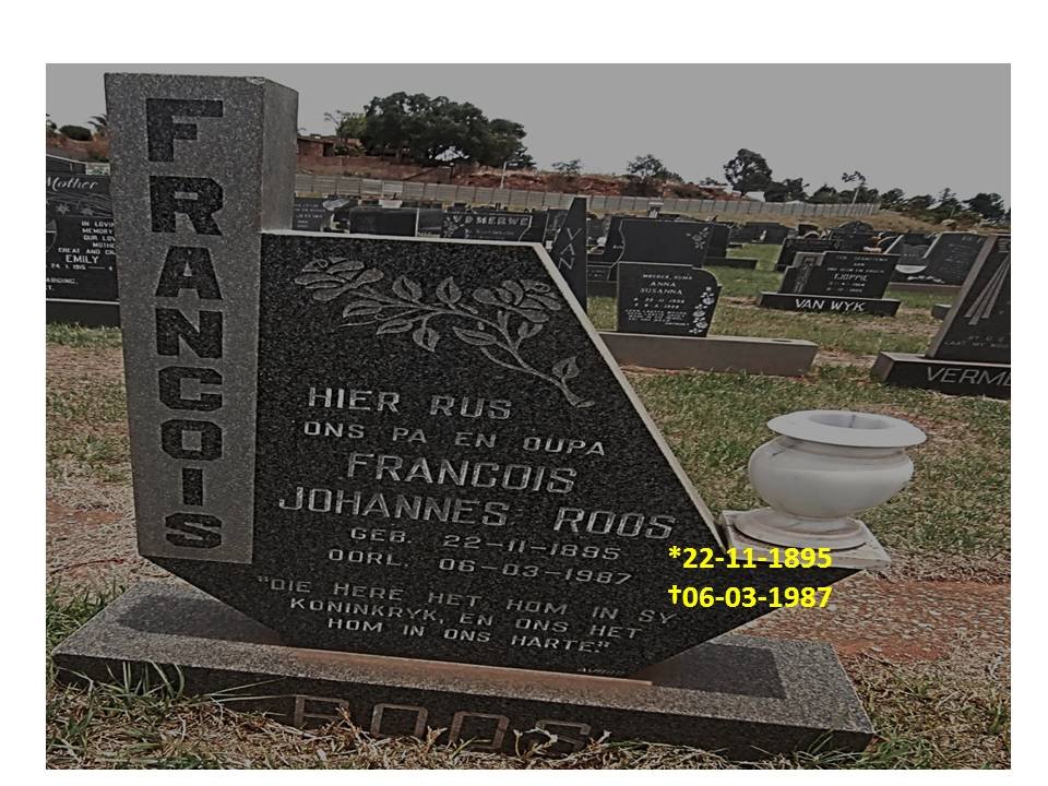 ROOS Francois Johannes 1895-1987