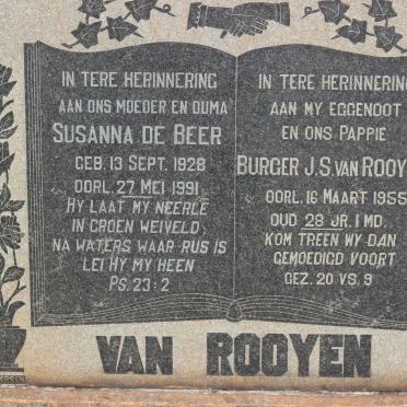 ROOYEN Burger S.J., van -1955 &amp; Susanna DE BEER 1928-1991