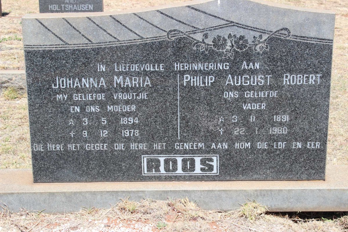 ROOS Philip August Robert 1891-1980 &amp; Johanna Maria 1894-1978