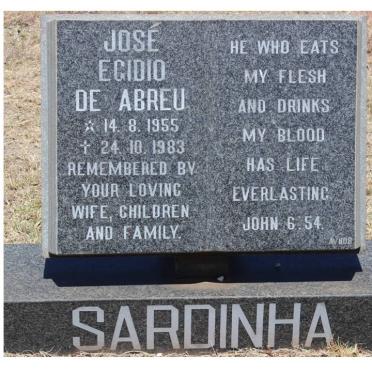 SARDINHA José Egidio De Abreu 1955-1983
