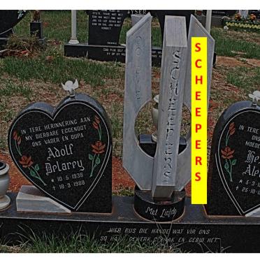 SCHEEPERS Adolf Delarey 1938-1988 &amp; Hester Aletta 1939-1991