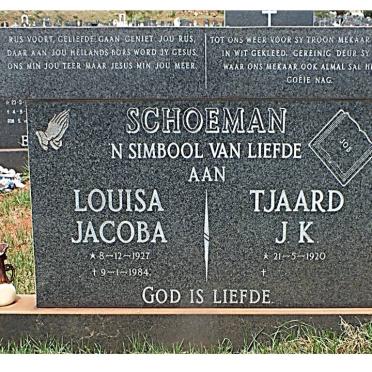 SCHOEMAN Tjaard J.K. 1920- &amp; Louisa Jacoba 1927-1984