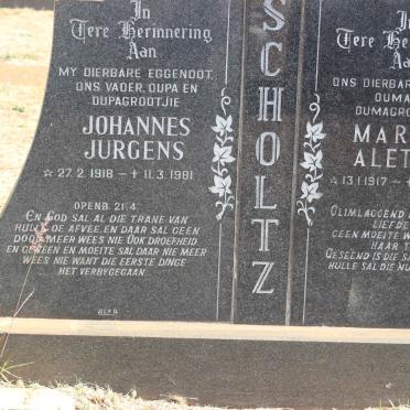 SCHOLTZ Johannes Jurgens 1918-1981 &amp; Martha Aletta 1917-1984