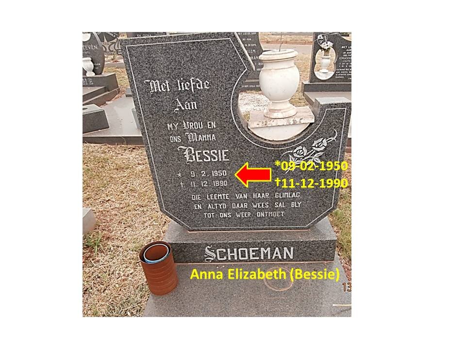 SCHOEMAN Anna Elizabeth 1950-1990