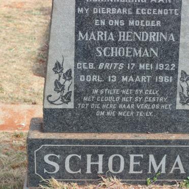 SCHOEMAN Maria Hendrina nee BRITS 1922-1961