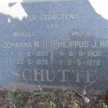 SCHUTTE Philippus J.W. 1900-1976 &amp; Johanna M.H. 1899-1975