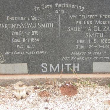 SMITH Martinus M.W.J. 1876-1954 &amp; Isabella Elizabeth 1882-1948