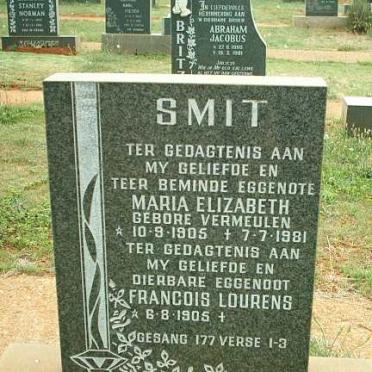SMIT Francois Lourens 1905 &amp; Maria Elizabeth VERMEULEN 1905-1981
