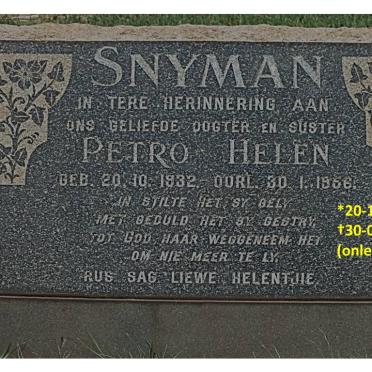SNYMAN Petro Helen 1932-1956