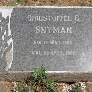 SNYMAN Christoffel G. 1866-1959