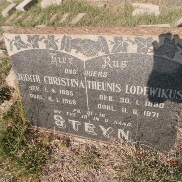 STEYN Theunis Lodewikus 1890-1971 &amp; Judith Christina 1895-1966
