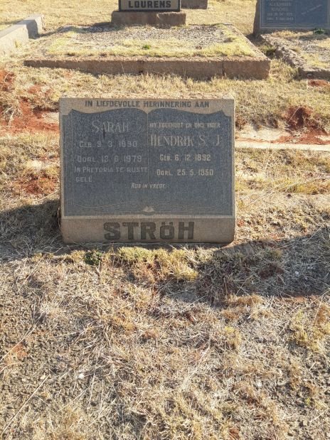 STRÖH Hendrik S.J. 1892-1950 &amp; Sarah 1890-1979