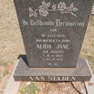 STADEN Alida Jane, van nee JACKSON 1904-1975
