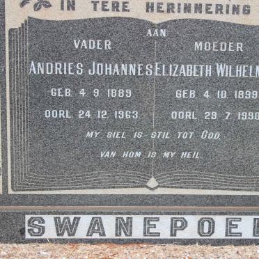 SWANEPOEL Andries Johannes 1889-1963 &amp; Elizabeth Wilhelmina 1899-1990